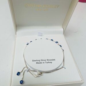 Cynthia Rowley Silver and Blue Turkish-eyed Beaded Bracelet